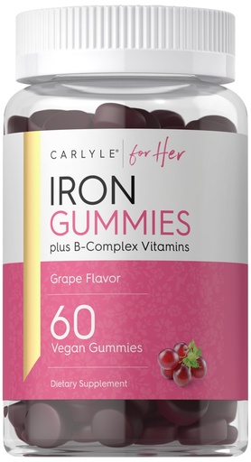 [BRSRMBQ5C5YRGFIZ] Carlyle Iron Gummies for Women with B-Complex Vitamins | 60 Count | Grape Flavor | Vegan, Non-GMO & Gluten Free Supplement