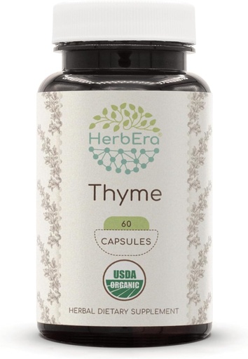 [BRSROEI6PMJRA3TA] HerbEra Thyme USDA Organic 60 Capsules de supplément naturel à base de plantes.