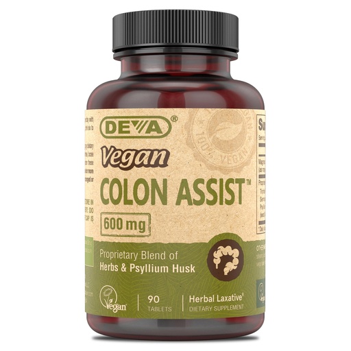 [BRSWECQBBEFREFDA] DEVA Vegan Colon Assist – Tablets with Magnesium, Triphala, Psyllium Husk, Senna, Cinnamon and More, 90 Count