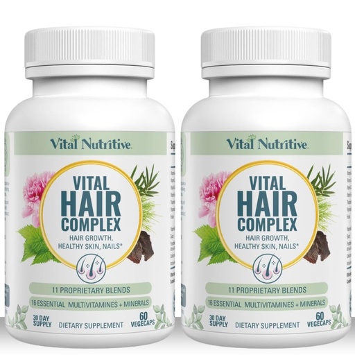 [BRSRAFAZCQDQ4CTH] VITAL NUTRITIVE Vital Hair Complex -Hair Growth Vitamins for Women and Men -Biotin & Vitamin B -Hair Growth Supplement for Healthy Hair Skin & Nails -Hormone & Gluten Free -Hair Vitamins for Women