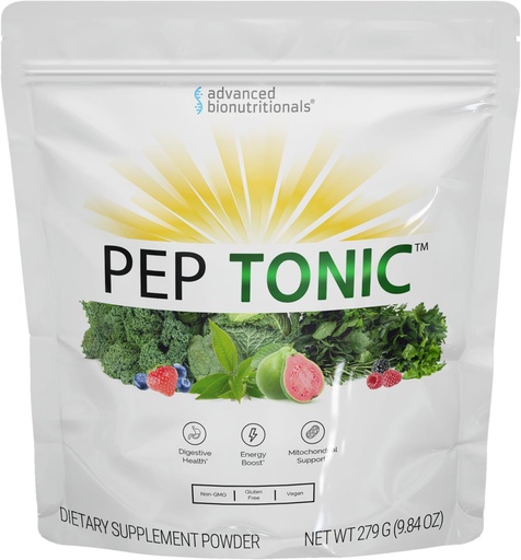 [BRSRA2YDBUIRS2TZ] Advanced Bionutritionals Pep Tonic Powdered Superfood Formula 50 Fruits, Vegetables, Herbs, and Superfoods - Vegan, Vegetarian - 9.84 OZ - 279 g