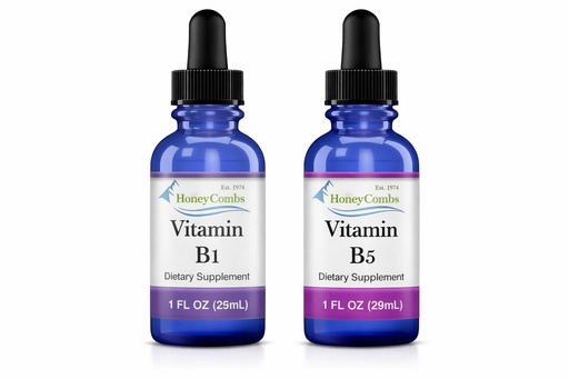 [BRSW2GIBOQNRSHLU] HoneyCombs Vitamin B1 & B5 Liquid Drops Bundle – B Complex Thiamine + Pantothenic Acid Supplement – Fast Absorption Liquid Vitamins – Alcohol-Free, 1 Fl Oz Each (2 Pack), Made in USA
