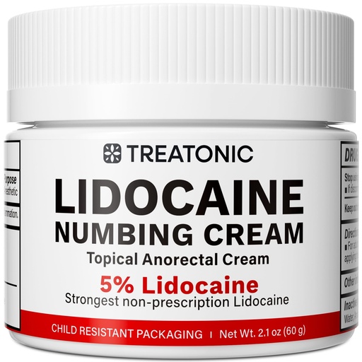 [BRSRE2TRBYCB43TJ] Treatonic 5% Lidocaine Numbing Cream: Lidocaine Cream Maximum Strength for Pain Relief, Itching, Burning, Soreness, Hemorrhoid Treatment - Fast Acting & Long Lasting Numbing - 2.1 oz