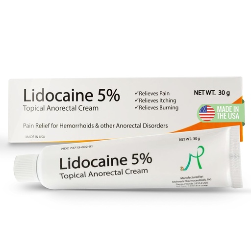 [BRSWYFA7AR5WCFLB] Mohnark Maximum Strength Lidocaine Hemorrhoid Treatment Cream for External and Internal Hemorrhoids Treatment Burn Itch Pain Relief Anal Cream Topical Anorectal Numbing Cream- 30 Gram Tube Made in USA