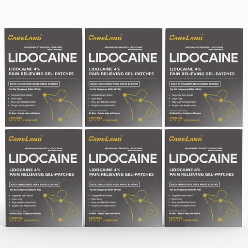 [BRSRA2Q2CQHGYHTP] CARELAND 4% Lidocaine Patches 36 Count Pain Relief Patches Maximum Strength lidocaine, Back Pain Relief Products, for Neck Knee Joint Pain Nerve Shoulder Pain Relief