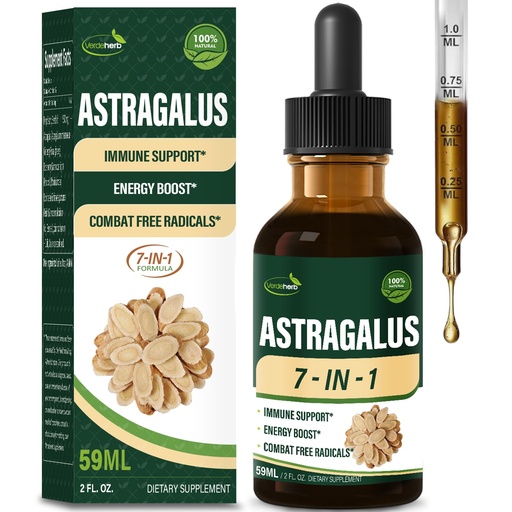 [BRSRAZIYOACWM3DO] Astragalus Root Extract Herbal Drops for Immune System Support, Immunity Health & Energy Boost Tincture Supplements with Rhodiola Rosea, Echinacea, Elderberry, Reishi, Ginseng. Huang Qi. 2oz