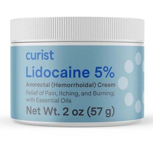 [BRSRMCQ7AQPGY3TX] Curist 5% Lidocaine Cream Pain Relief - Numb Quickly & Effectively with 5% Lidocaine Numbing Cream for Anorectal Use - (1 Pack - 2 oz Jar)