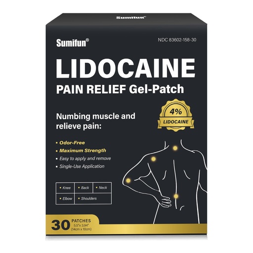 [BRSRAAQ2ARYQEF3X] Sumifun Lidocaine Patches Maximum Strength - 30 Counts Pain Relief Patch for Back Aches Muscle Soreness Stiff Neck Joint Pain Topical Analgesic (Large, Count, 30)