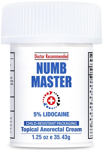 [BRSWIHLYOB5AA2I5] Clinical Resolution Numb Master 5% Lidocaine Numbing Cream for Pain Relief, Topical Anesthetic Burn Itch Cream Maximum Strength, Fast Acting Hemorrhoid Treatment with Vitamin E and Aloe, 1.25 Oz