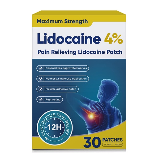 [BRSRACAOCJ7RU3IU] 4% Lidocaine Pain Relief Patches – Maximum OTC Strength, Fast-Acting Targeted Relief, for Muscle & Joint Discomfort, 30 Count-0331