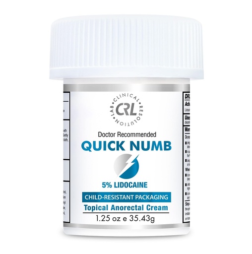 [BRSWGHTRB4JQO2YU] Quick Numb 5% Lidocaine Cream Maximum Strength Liposomal, Fast Itch Burn Pain Relief Cream with Aloe Allantoin Vitamin E, Gentle on Skin Support Healing Hemorrhoid Treatment 1.25 oz