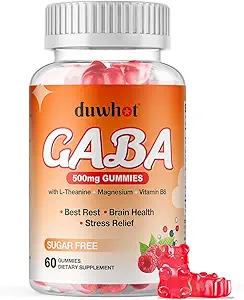 [BRSRAZITBB7W2H34] GABA Gummies 500mg for Cortisol Balance, Stress Relief Gummies for Adults Sleep, Brain, Immune Support, GABA Chewable Supplement with L-Theanine & Magnesium & Vitamin B6, Sugar Free, Vegan, 60