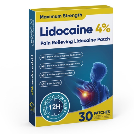 [BRSRGAAPAV5AMHY7] 4% Lidocaine Pain Relief Patches – Maximum OTC Strength, Fast-Acting Targeted Relief, for Joint Discomfort & Muscle 0319-30 Count