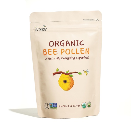 [BRSROYYBAQNQGFDF] Greenbow Organic Bee Pollen - 100% USDA Certified Organic, Non-GMO, Halal, Kosher, Certified GMP, Pure & Natural Bee Pollen - Superfood Packed with Proteins, Vitamins & Minerals - Gluten Free - 8oz