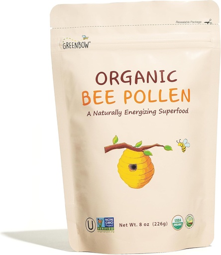 [BRSROYYBAQNQGFDF] Orgue de Greenbow Polleen - 100% USDA Certified Organic, no-GMO, Pure, & Natural Bee Polleen - Superfod Pagged w/Proteins, vitamina i Mines (8oz)