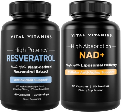 [BRSRABADOEHWAE34] Vitaminas vitales cápsulas de resveratrol + NAD+ Suplemento