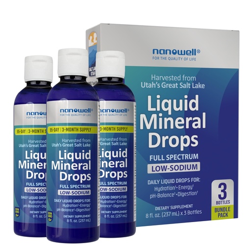 [BRSRAAQFDMFAECDK] Liquid Mineral Drops - Trace Mineral Supplement | Full Spectrum Minerals | Ionic Liquid Magnesium, Chloride, Potassium | Low Sodium | Energy, Electrolytes | 288 Day Supply, 8 fl oz (Pack of 3)