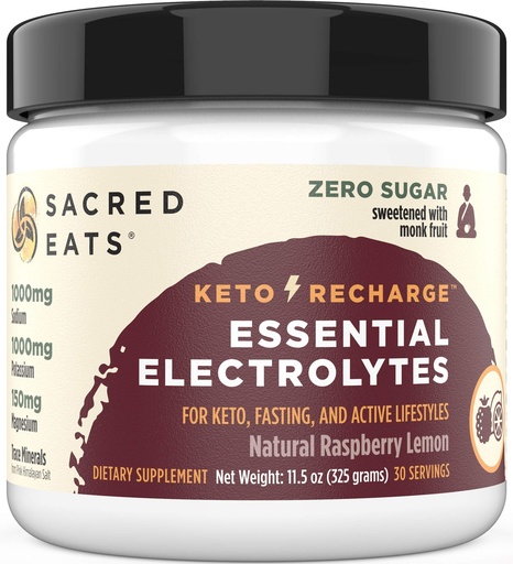 [BRSWYGT2B56BGCLP] Keto Electrolyte Powder & Hydration Supplement | 1000mg Potassium & Sodium, 150mg Magnesium | No Sugar & Stevia, Sweetened with Monk Fruit Only | Natural Raspberry Lemon (30 Servings)