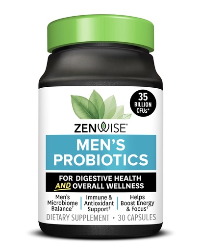 [BRSREYYOBNYQE3I3] Zenwise Health Probiotics for Men - 35 Billion CFUs Daily Probiotic for Men's Digestive Health - Green Tea Extract, Meriva, and Chromium Picolinate for Microbiome Balance + Antioxidant Support - 30 CT