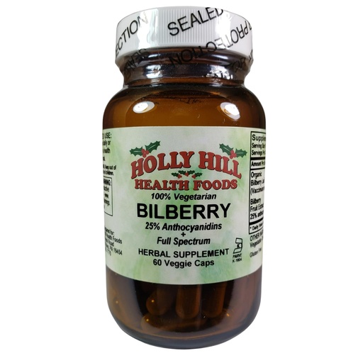 [BRSROBDRDEMBYE3V] Holly Hill Health Foods Bilberry,25% Anthocyanidins+Full Spectrum,60 Veg Caps