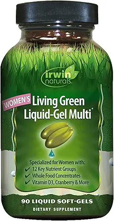 [BRSRMCA5OZ7QGEYZ] Irwin Naturals Women's Living Green Liquid-Gel Multi - 90 Liquid Softgels - Includes 70 Essential Nutrients, Vitamins & Minerals