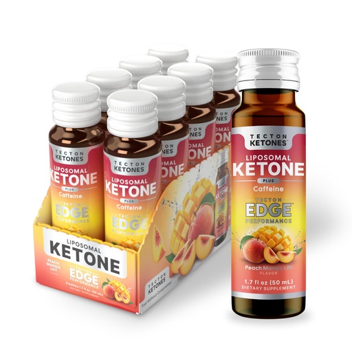 [BRSRGAADCIFWEAL3] Liposomal Exogenous Ketones Supplement, Endurance Training Shots for Focus & Clarity - Clean Energy Shot + 90mg Natural Caffeine, 6g Ketone for Energy & Alertness, 8 Count Peach Mango