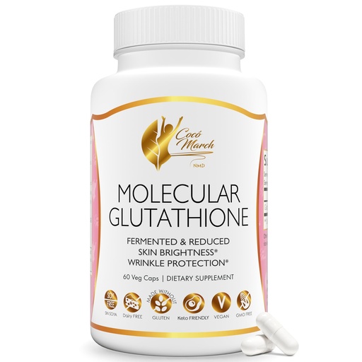 [BRSRABIZCN6GEADO] Cocó March N.M.D Molecular Glutathione Supplement – 500 mg Potent Antioxidant for Immune Support, Health & Beauty, Low Molecular Weight, Vegan, Gluten Free, Soy & Dairy Free, GMO Free, 60 Veg Capsules