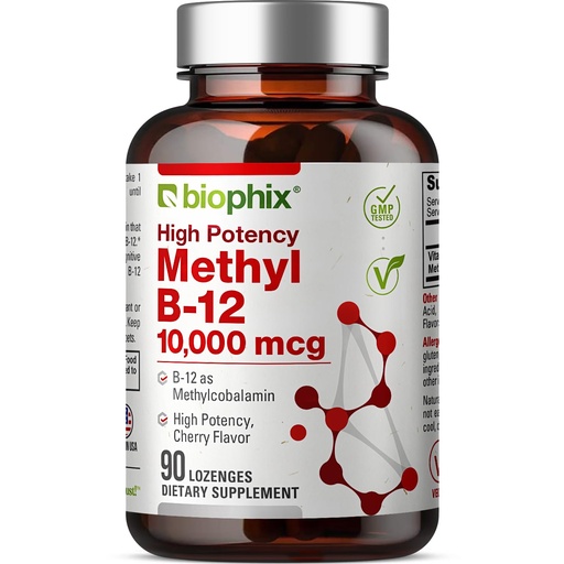 [BRSWKHD2CYPGMFD3] biophix Methyl B-12 10000 mcg 90 Vegan Lozenges Cherry Flavor Extra Strength - Supports Nervous System Immune Health Blood Flow Metabolism Brain Focus Energy
