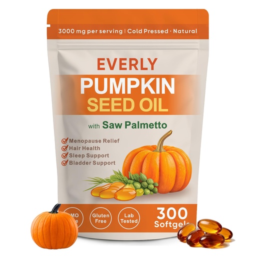 [BRSRGCQPBB6A4DT4] Everly Pumpkin Seed Oil with Saw Palmetto, 300 Softgels, Cold Pressed Pumpkin Seed Oil (1)