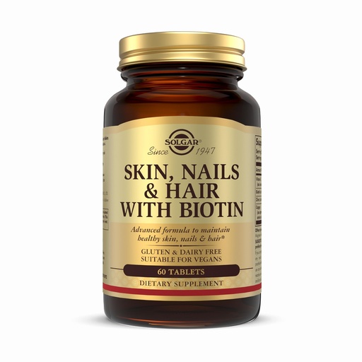 [BRSRGHTQCUMWAHQY] Solgar Skin, Nails & Hair with Biotin - 60 Tablets - with Vitamin C to Promote Healthy Collagen Production - 30 Servings