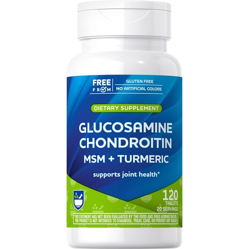 [BRSROYAPBMMBA3A3] Rite Aid Gluco Chon MSM + Turmeric Tablets 120 Count, with Collegen, Supports Healthy Cartilage, Protects Joints and Bones, Antioxidant Formula