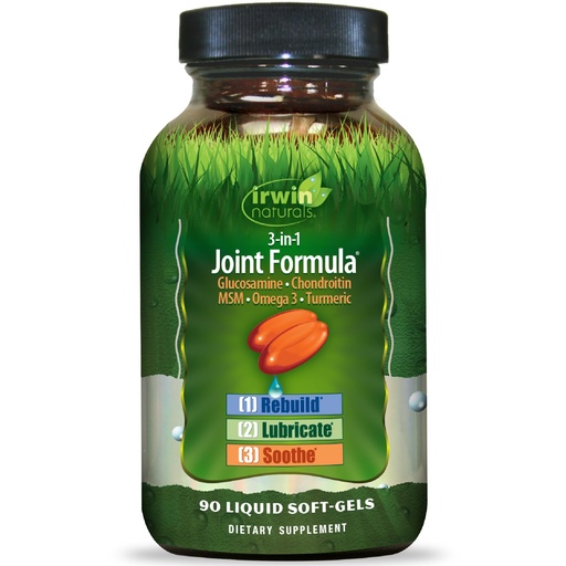 [BRSWIYT7BIAGECQZ] Irwin Naturals 3-in-1 Joint Formula with Glucosamine, Chondroitin, Turmeric & Boswellia - Advanced Joint Support Supplement for Men and Women - 90 Liquid Soft-Gels