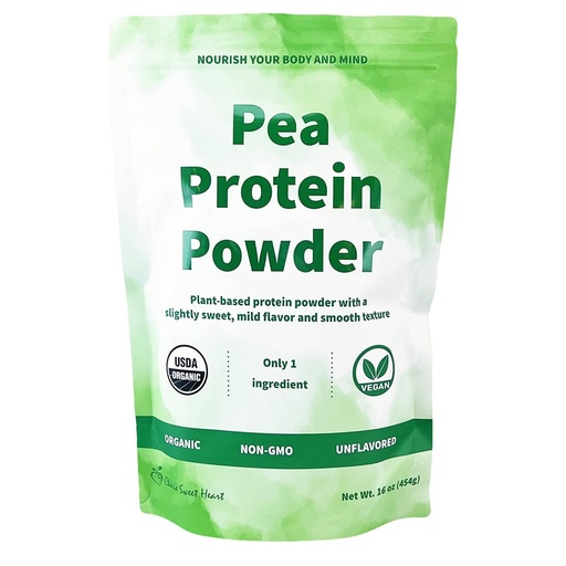 [BRSRGBTYCUAQ22DG] Cherie Sweet Heart Organic Pea Protein Powder 1 lb, 100% Non-GMO, Dairy-Free, Keto-Friendly, Gluten-Free, Soy-Free, Plant-Based Protein