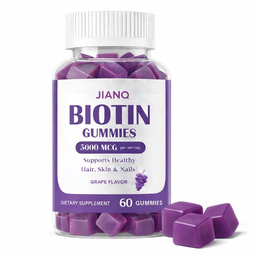 [BRSRGFLQCMMWMDTH] Biotin Gummies for Hair Skin & Nails – High Strength 5000 mcg Biotin with Collagen, Zinc & Vitamin C | Vegan, Sugar-Free, Non-GMO | Supports Healthy Hair Growth | 60 Count