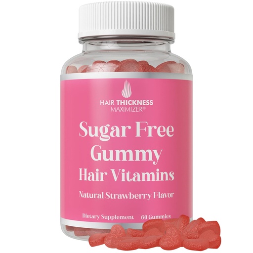 [BRSRAHQKBEPR6CQ6] Sugar Free Hair Skin and Nails Gummy Vitamins. Delicious Gummies for Women, Men. with Biotin, Zinc + More for Healthier, Fuller-Looking Hair, Skin, and Nails. Strawberry-Flavor - 60 Vegetarian Gummies