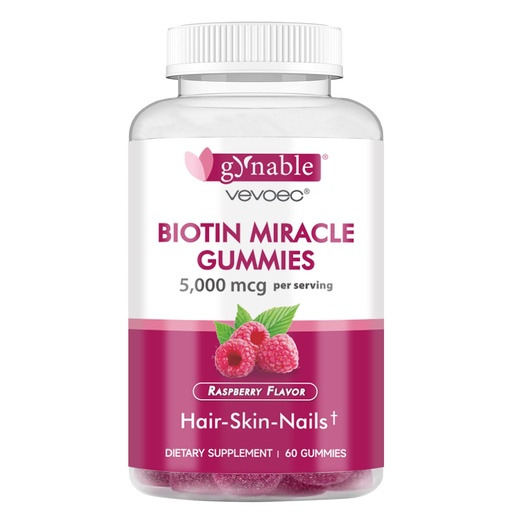 [BRSRACYBDIAREC3K] Gynable Biotin Gummies Vitamin B7, 5000 mcg, Hair Skin and Nails Supplement, 60 Count, 2 Month Supply