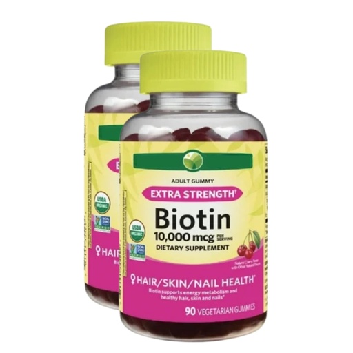 [BRSREBIPPIPAMCQ6] KP+ Biotin | Biotin10,000 mcg Gummies Extra Strength | Supports Hair, Skin & Nail Health | 90 Vegetarian Gummies | Cherry Flavor | Pack of 2