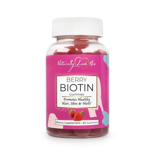 [BRSRECD3OUHQ2YLO] Naturally Love Hue Berry Biotin Gummies – Strawberry Biotin Hair Vitamin Gummies – Supports Longer, Stronger Hair, Glowing Skin & Strong Nails – Natural, Cruelty‑Free Hair Growth Supplement