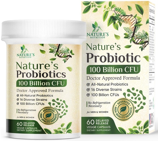 [BRSREYYTPMIQK235] Probiotics 100 Billion CFU Per Serving - 16 Premium Strains + Prebiotics - Probiotic Supplement for Adults - Supports Immune & Digestive Health & Occasional Constipation, USA Bottled - 60 Capsules