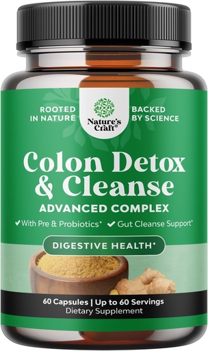 [BRSWYZ35CJ7RO2DG] Herbal Colon Cleanse for Women & Men - 15 Day Gut Cleanse Detox for Women & Men with Senna Leaf Cascara Sagrada & Psyllium Husk for Fasting Acting Relief - 3rd Party Tested Made in The USA - 60 Count