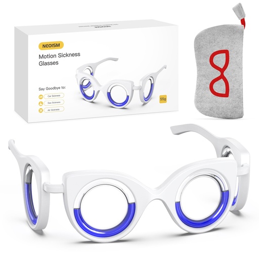 [BRSREBI3B4PBOGTA] NEOISM Anti Motion Sickness Glasses, Car Sickness Glasses Relief Nausea & Dizziness, Portable Lensless Design for Car Sickness, Air Sickness, Sea Sickness, Road Trip Essentials, Red Pattern Bag