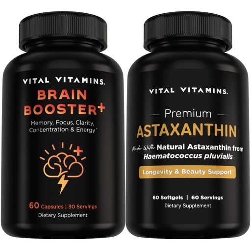 [BRSRGHQODIAQ4ELU] Vital Vitamins Brain Booster Plus 60 ct + Astaxanthin 60 ct