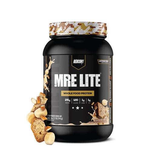 [BRSWGEDRPIOWCADB] REDCON1 MRE LITE Whole Food Protein Powder, Banana Nut Bread - Lactose Free & Sugar Free Meal Replacement with Animal Protein Blends - Easy to Digest Formula - Only 1g Carb per Serving (30 Servings)