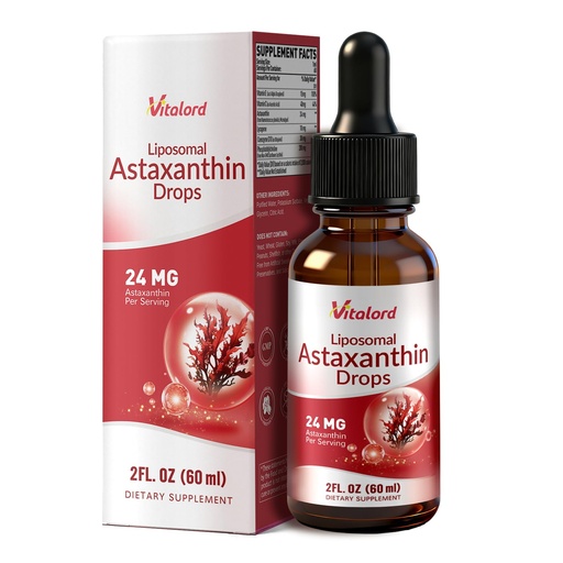 [BRSRGCY3CBYWEF3J] Liposomal Astaxanthin 24mg Drops, Liquid Astaxanthin Supplement with Lycopene, CoQ10, Vitamin C & E, Supports Eye, Skin, Immune, Antioxidant, 2Fl Oz