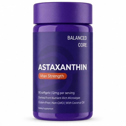 [BRSRGCD4AUDWODLG] Astaxanthin 12mg Softgels, 90 Count - Antioxidant Supplement from Microalgae with Coconut Oil, Non-GMO, Gluten-Free