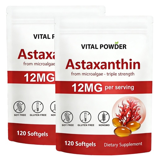 [BRSRGBLRAR4AEH33] Astaxanthin Supplements 12mg, Supports Internal Circulation & Natural Tanning, 12mg, Non-GMO, Gluten Free, 120 Softgels