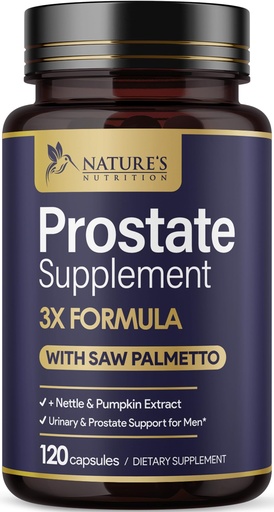 [BRSWGEDQBYMWMEI2] Prostate Health Supplements for Men - 3X Strength with Saw Palmetto Blend Stinging Nettle Root & Pumpkin Seed Support Complex - Supports Bathroom Trips Prostate & Urinary Health - 120 Capsules