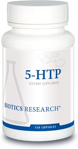 [BRSWGBIDCUBGAAD5] Biotika Výzkum 5HTP 50mg 5HTP Brain Health Promotes Klid Relaxed Mood Celkový smysl pro pohodu, Výroba serotoninu, 150 Kapsle