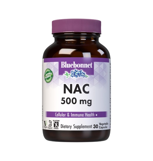 [BRSWIYQAO4EBCC3A] Bluebonnet NAC 500 mg Vitamin Capsules, 30 Count