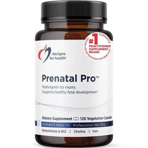 [BRSWIYIQCMDBQC34] Designs for Health Prenatal Pro Methylated Multivitamin for Women - Prenatal Vitamins with Iron, A, D, E + Vitamin K with Methylated Folate, Calcium Magnesium Zinc for Nursing + Postpartum (120 Caps)